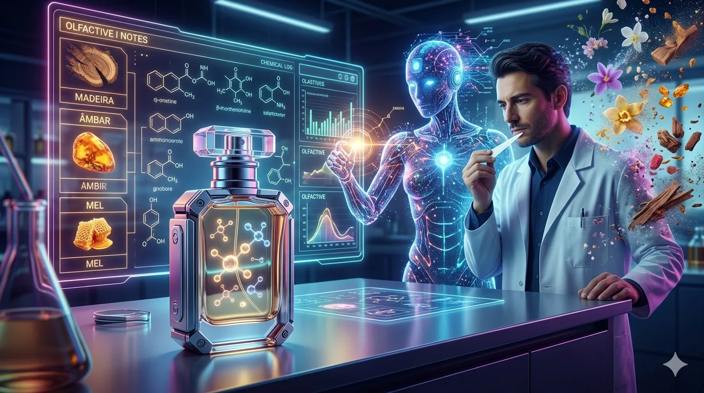 Slide Fragrâncias "Robóticas": Como a Inteligência Artificial Está Criando Novos Cheiros