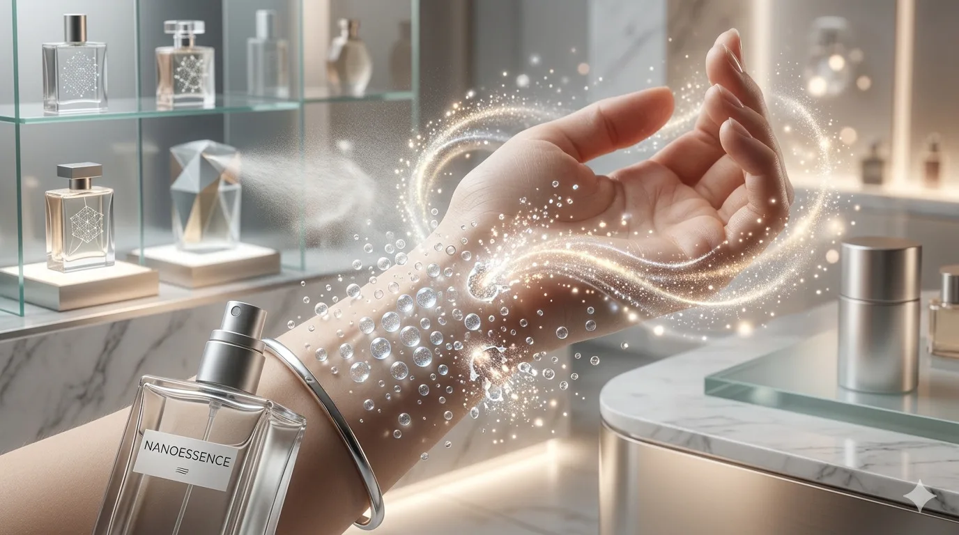 Slide Cápsulas invisíveis: a nanotecnologia que faz seu perfume durar o dia inteiro